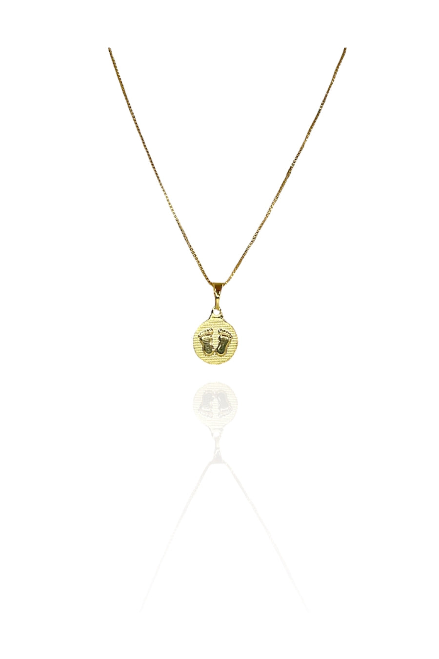 Colar Pingente Reticulado com Pé Banhado em Ouro 18k