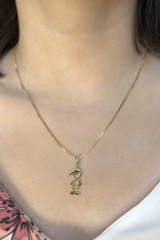 Colar com Pingente de Menino Banhado em Ouro 18k