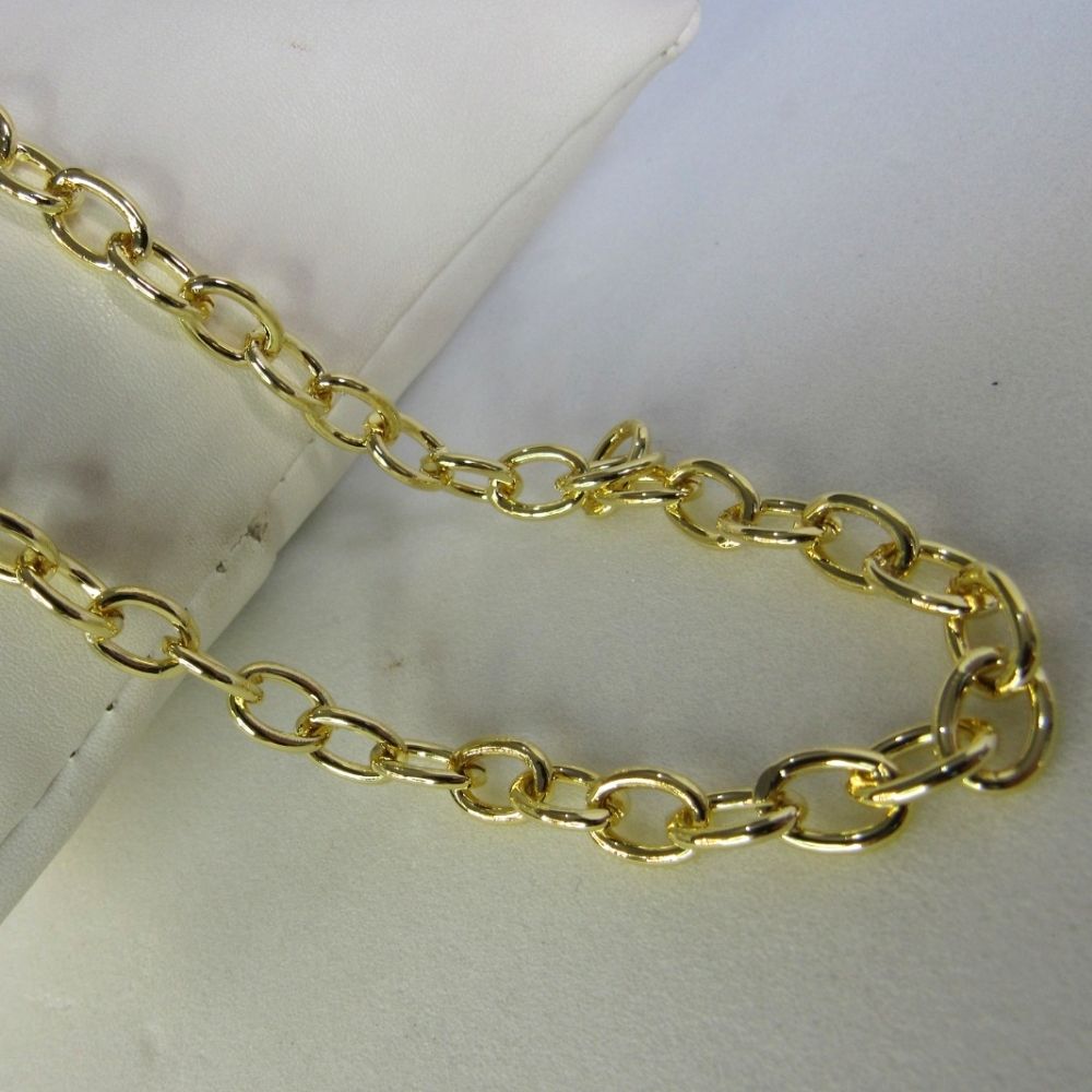 Choker Corrente Com Elos Ovalados Banhado em Ouro 18k