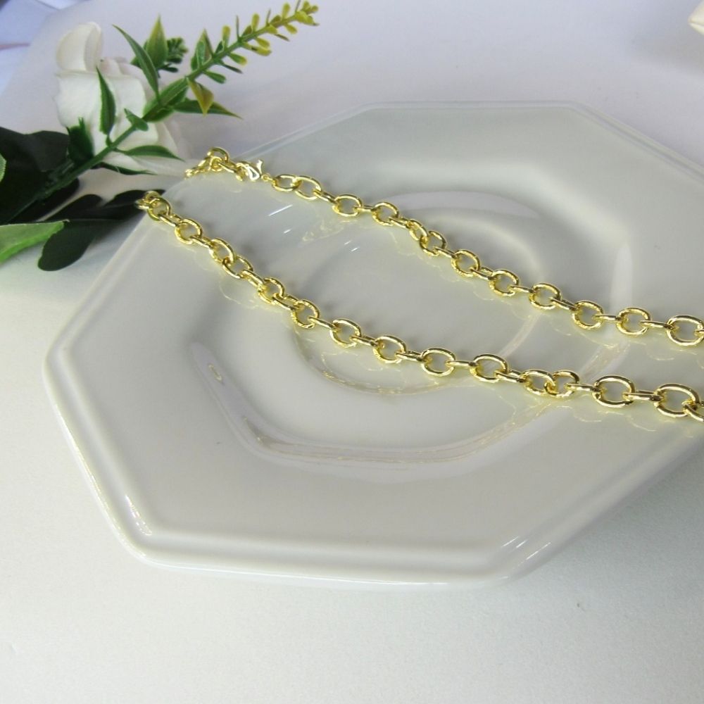 Choker Corrente Com Elos Ovalados Banhado em Ouro 18k